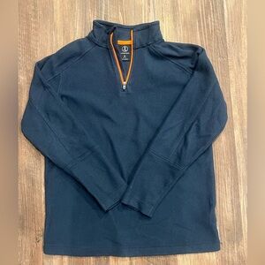 Lands' End Navy Quarter Zip Fleece with Bold Orange Trim